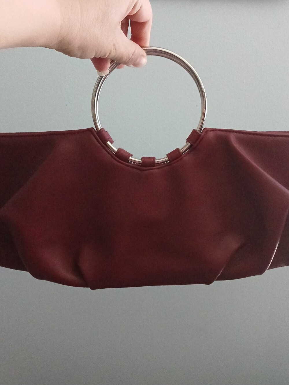 Burgundy Ring-Handle Clutch Bag NEW